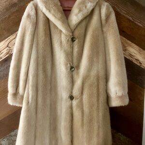 Elegant Cream Faux Fur Coat